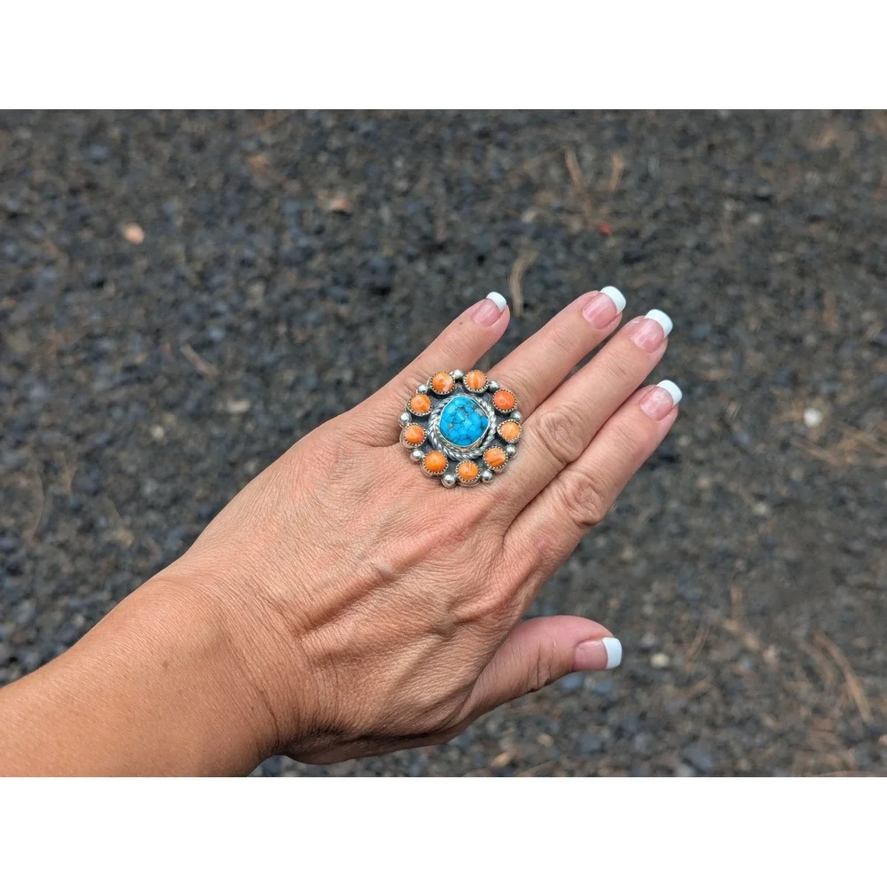 Navajo Jewelry Women's Ring Handmade Native American Signed Adjustable‎ ***